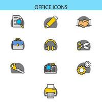 Colorful Office Icon Set in Flat Style. vector