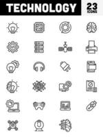 Set of Technology line art icon in flat style. vector