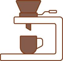 Coffee Grinder Machine Icon In Brown And White Color. vector