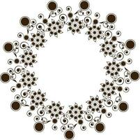 Rounded brown floral pattern frame. vector