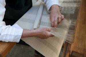 Traditional linen weaving in Brittany photo