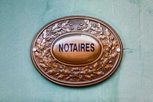 Notaire brass nameplate photo