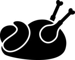 Roasted chicken icon in black and white color. vector