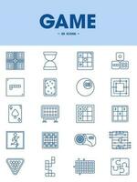 Set of Game Icon In Blue Outline. vector