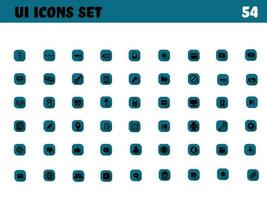 54 User Interface Teal And Black Icon Or Symbol Set. vector