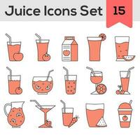 Isolated Juice Icon Set In Red And White Color. vector