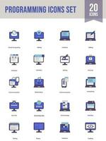 20 Programming Icon Set in Blue and White color. vector