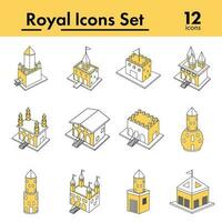 Yellow And White Color Set of Royal Icon. vector