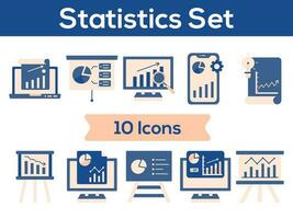 Blue And Peach Color Set of Statistics Icon. vector