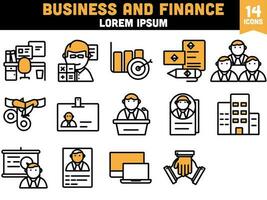 Set of Business And Finance Icon In Flat Style. vector