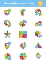 Illustration of Colorful Puzzle Piece Icon Set in Flat Style. vector