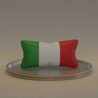 3d representación almohada con Italia bandera motivo en un podio adecuado para proyecto diseño foto