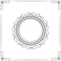 circulo marco con floral adornos vector