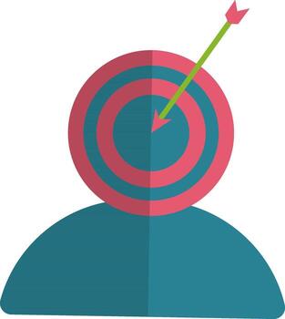Target icon with arrow on employee face in half shadow. vector