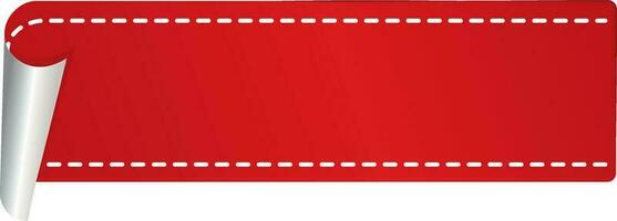 Blank Curl Paper Rectangle Label In Red And Silver Color. vector