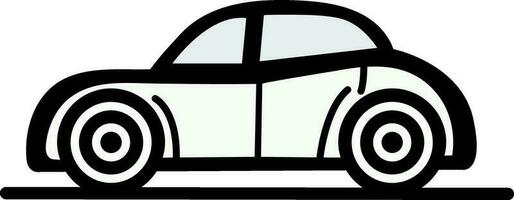 Black And White Retro Car Icon In Flat Style. vector