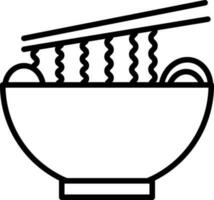 Noodles Holding Chopsticks With Egg In Bowl Icon In Line Art. vector