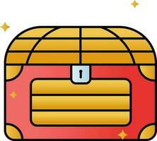 Chest Box Icon In Golden And Red Color. vector