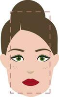 Rectangle Face Shape Young Female Character Icon In Flat Style. vector