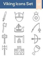 Set Of Viking Icons Or Symbol In Stroke Style. vector