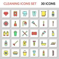 Colorful Cleaning Icon Or Symbol Set In Flat Style. vector