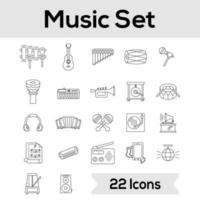 Set Of Music Instrument Icons Or Symbol In Stroke Style. vector