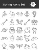 Set Of Spring Icon Or Symbol In Black Line Art. vector