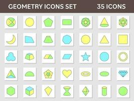 Colorful Set Of Geometry Icons On Square Background. vector