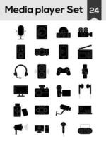 Set of Media Player Icon In Glyph Style. vector