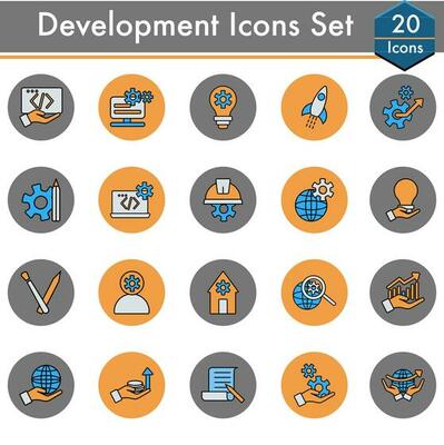 Colorful Set Of Development Icon In Flat Style.