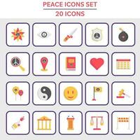 Set Of Colorful Peace Icon Or Symbol On Sqaure Background. vector