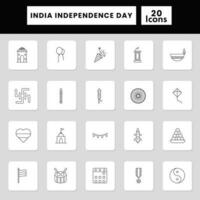 Isolated Indian Independece Day Icon Set In Line Art vector