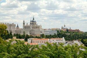 Aerial view of Almudena Cathedral in Madrid photo