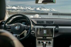 view from car on the mountain photo