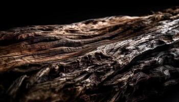 Weathered tree trunk, close up of organic growth generated by AI photo