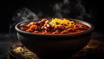 Grilled beef stew with fresh vegetables and spices generated by AI photo