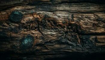 Rough timber plank on old tree trunk generated by AI photo
