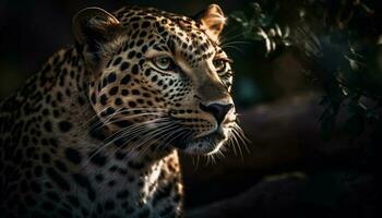 Spotted jaguar staring, danger in its eyes generated by AI photo