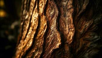 Rough old tree trunk, beauty in nature generated by AI photo