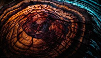 Tree trunk cross section reveals concentric growth rings generated by AI photo