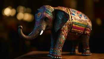 Ornate elephant figurine, symbol of Indian culture generated by AI photo