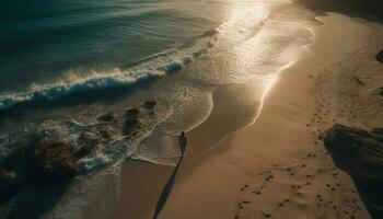 Tranquil sunset over tropical waters, serene beauty generated by AI photo