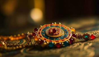 Indian culture celebrates with ornate jewelry and decoration generated by AI photo