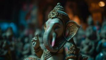 Elephant statue decoration symbolizes Hinduism spirituality and tradition generated by AI photo