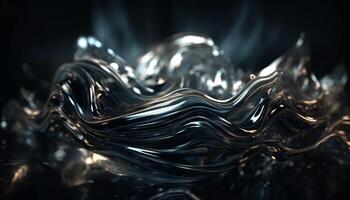 Smooth wave pattern in blue liquid motion generated by AI photo