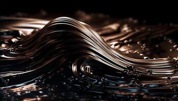 Smooth chocolate wave pattern, shiny and wet generated by AI photo