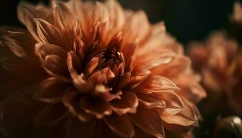 Vibrant chrysanthemum blossom in soft focus foreground generated by AI photo