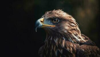 majestuoso pájaro de presa encaramado en rama generado por ai foto