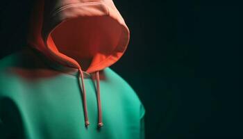 Hooded athletes exercising in black background studio generated by AI photo