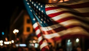 brillante americano bandera simboliza patriotismo y unidad generado por ai foto